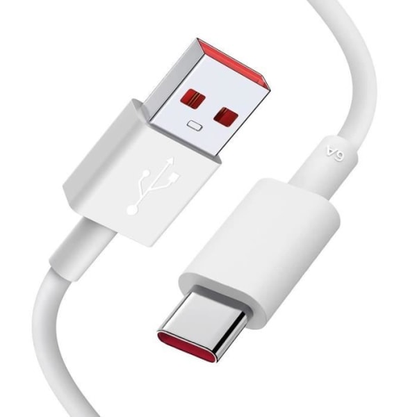 USB-C snabbladdningskabel 6A för Xiaomi Redmi 13C Redmi Note 13 4G-5G Note 13 Pro Plus 5G - 1 meter vit