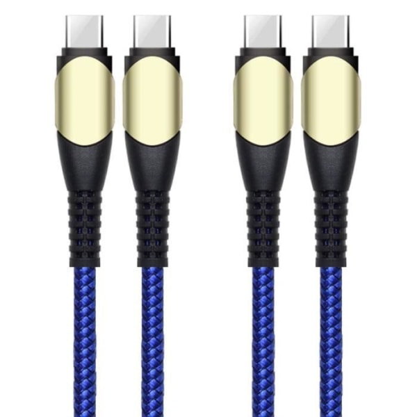2-pack USB-C till USB-C-kabel 60W snabbladdning för Samsung Xiaomi Redmi OPPO - 1M flätad nylonblå