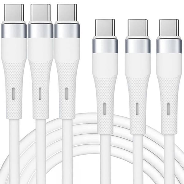 3x Snabb USB-C-kabel 60W för Redmi Note 14 Pro, Note 13, Note 12-11-11S, Redmi 14C, 13, 13C, A3 - Vit 1 Meter Vit