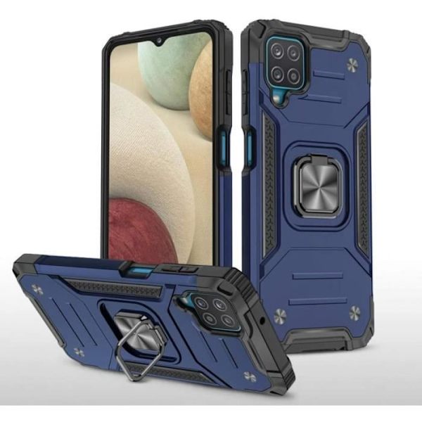 Fodral för Samsung Galaxy A12 SM-A125F PC + Silikon TPU-fodral, skalfodral Extra starkt skydd Ringhållare + Funktion