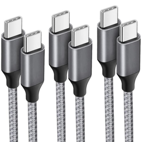 3-pack USB-C till USB-C-kabel 3A snabbladdning för Xiaomi 13 Pro 13 Ultra 12T Pro 11T Lite Mi 11 10 - 1M flätad nylongrå