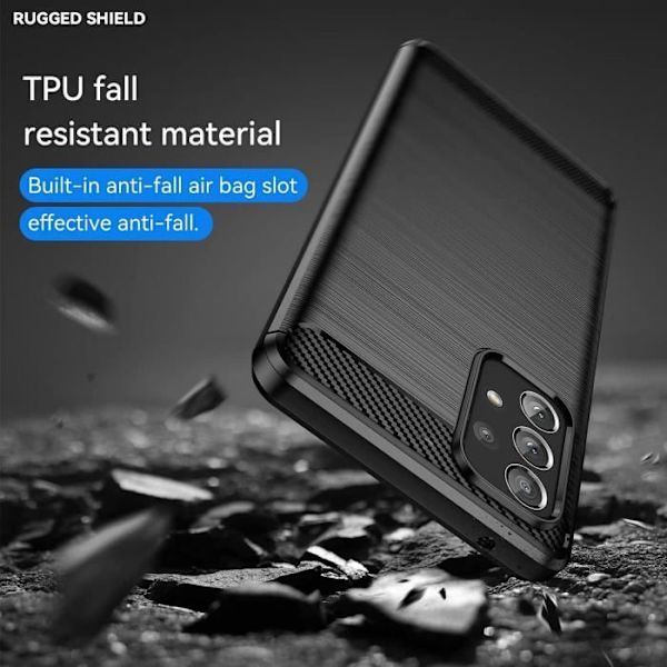 Fodral för Samsung A73 5G (6,5") + 2 härdade glasögon. Stötsäker Fodral Designfunktioner Silikonförstärkt skydd Svart Svart