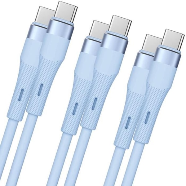 Lot-3 USB-C till USB-C-kabel 60W snabbladdning för Samsung Galaxy S25, S25 Plus, S25 Ultra, S24, S23, S22, S21 - 1M Blå