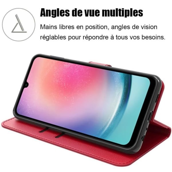 Fodral för Samsung Galaxy A24 Skyddande syntetiskt läder Röd Stötsäker Anti-Scratch Mjuk Röd
