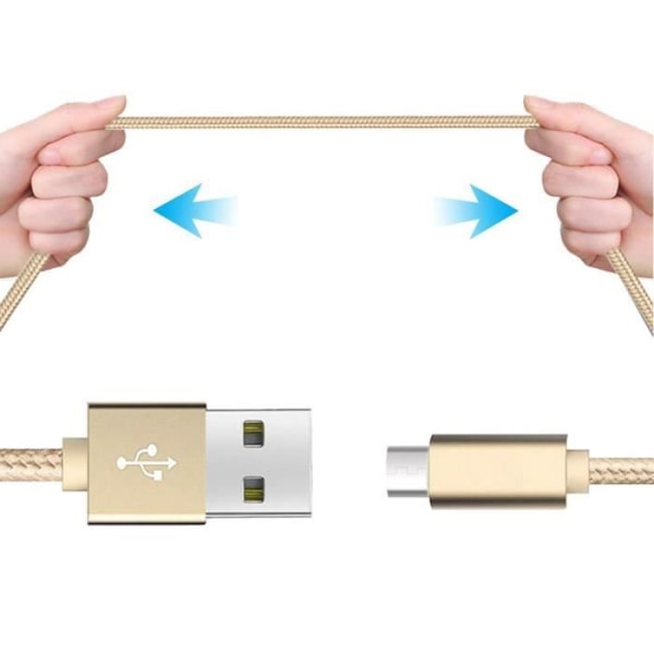 Micro USB Opladerkabel - Guld Nylon - 1M