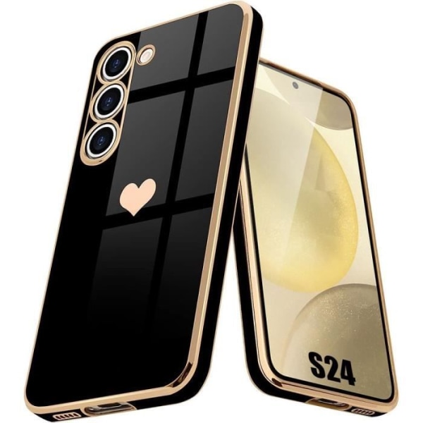 Fodral till Samsung Galaxy S24 Heart Pattern Shockproof Ultra Slim Lightweight - Svart