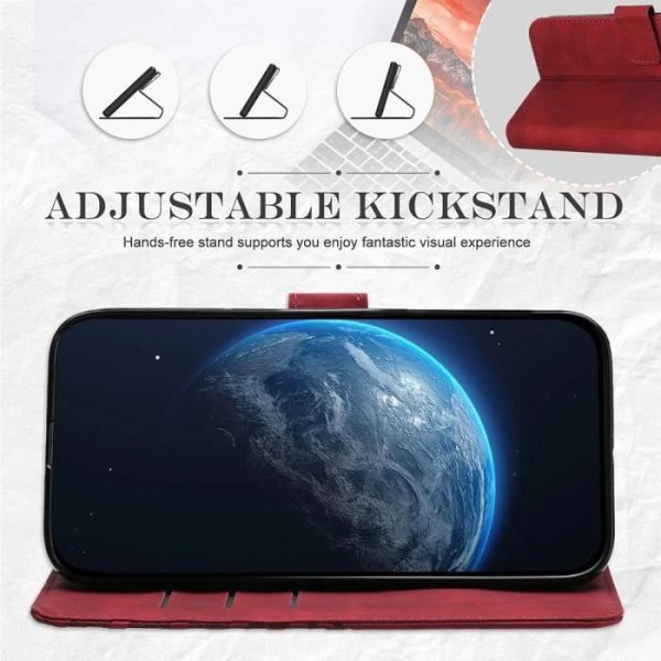 Skyddsskal - BOOLING - Samsung Galaxy A54 5G - Läderlook - Stylerat mönster - 2 härdade glas Rödbrun
