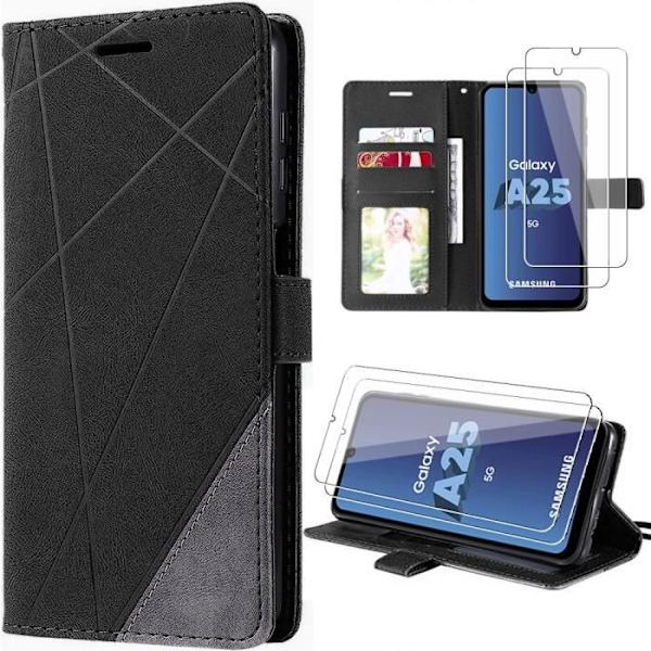 Skyddsskal - BOOLING - Samsung Galaxy A25 5G - Lädereffekt - Ställfunktion - Svart Svart