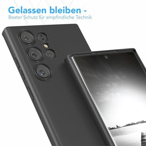 Fodral till Samsung Galaxy S24 Ultra - Smal stötsäker Matt Flytande Silikonskydd - Svart
