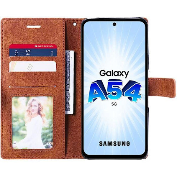 Fodral till Samsung Galaxy A54 5G Stötsäkert skydd Anti-skrapa syntetiskt läder Brun