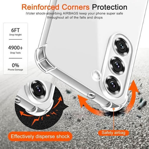 Fodral till Samsung Galaxy S24 Plus (S24+) - Transparent stötsäkert silikonskydd + 2 härdade glasögon