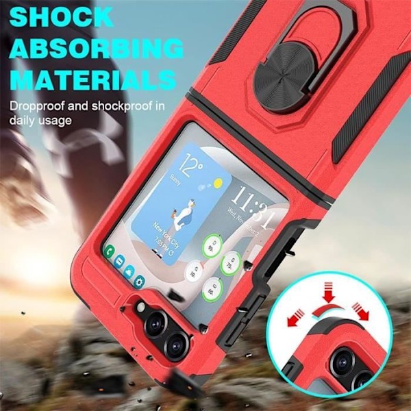 Coque - Samsung - Galaxy Z Flip 5 / Z Flip 6 - Förstärkt Skydd - Stötsäker - Röd Röd
