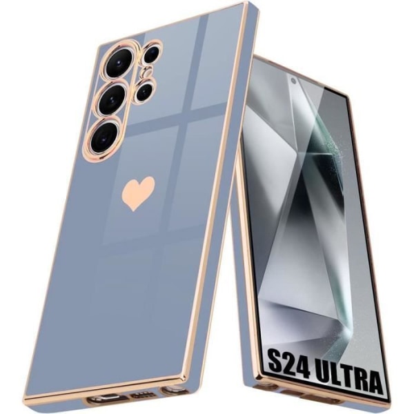 Skal till Samsung Galaxy S24 Ultra med hjärtskydd TPU Blå