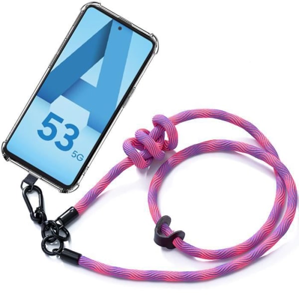 Lanyard-etui til Samsung Galaxy A53 5G Transparent stødsikker beskyttelse med robust lanyard Pink