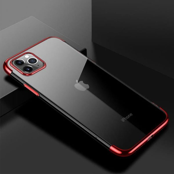 Skyddsfodral för iPhone 12 Pro - PROSHOP - Flexibelt - Röd Kromdesign - 2 Härdat Glas Röd