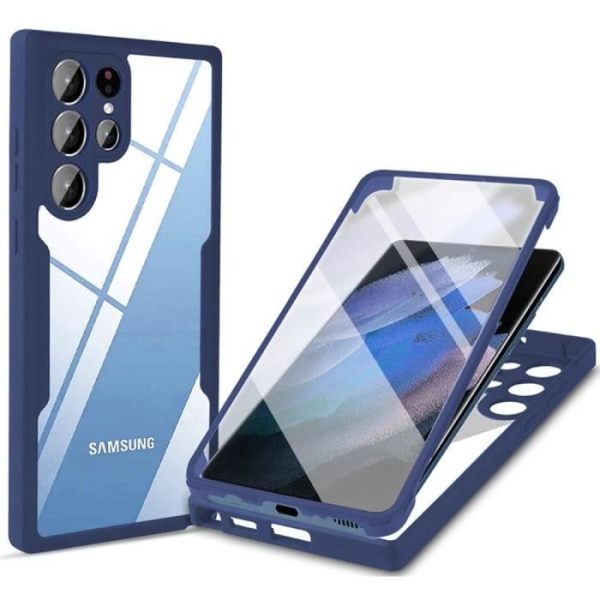 Fodral för Samsung S22 Ultra (6,8") Marinblå 360-graders helkroppsskydd Hård förstärkt kant Solid