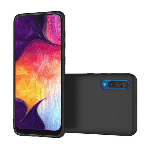1 svart skyddsfodral + 2 skyddsfilmer i härdat glas för Samsung A50 med Stylus Toproduits® Svart