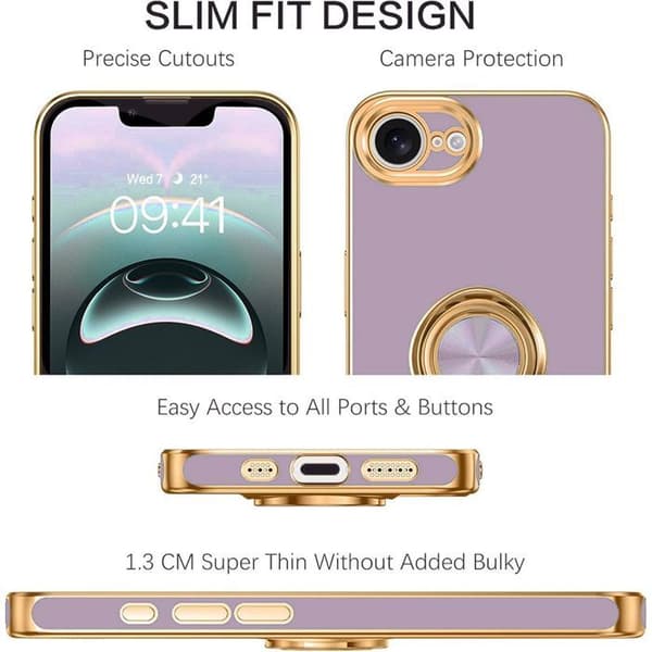 Siliconfodral - BOOLING - för iPhone 17e - Stötsäker Slim med Ring - Lila Violett