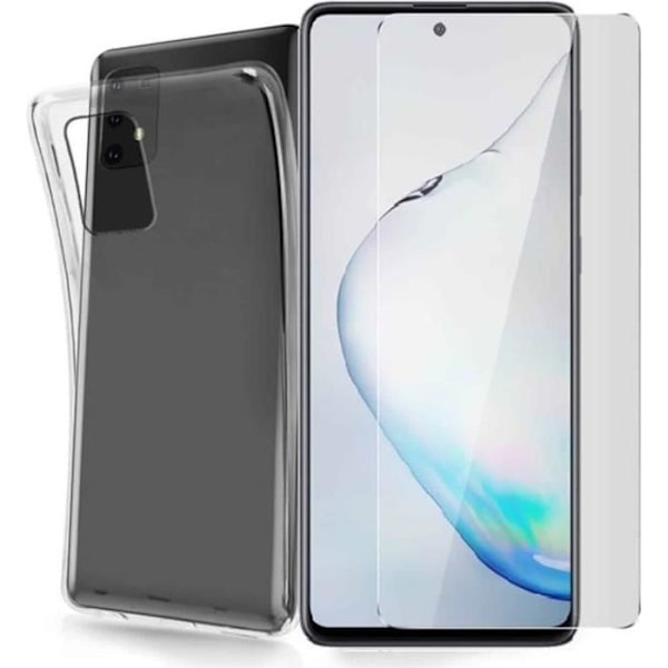 Pack.Sam.Note10Lite.W-fodral till Samsung Galaxy Note 10 Lite Transparent + skärmskydd i härdat glas. Bevarar effektivt din