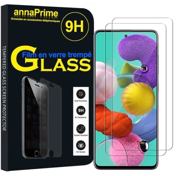 För Samsung Galaxy A51 6,5" SM-A515F: Parti/paket med 2 skärmskyddsfilmer i härdat glas