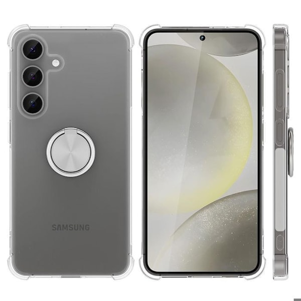 Coque för Samsung Galaxy A36, med Silverfärgad 360 Grad Rotatable Ring - BOOLING Transparent