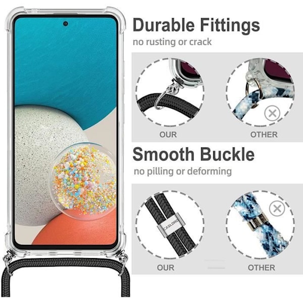 Skyddsfodral - Samsung - A73 5G - Fjäderlätt - Rep-skydd - Justerbar axelrem rosa Transparent-rosa