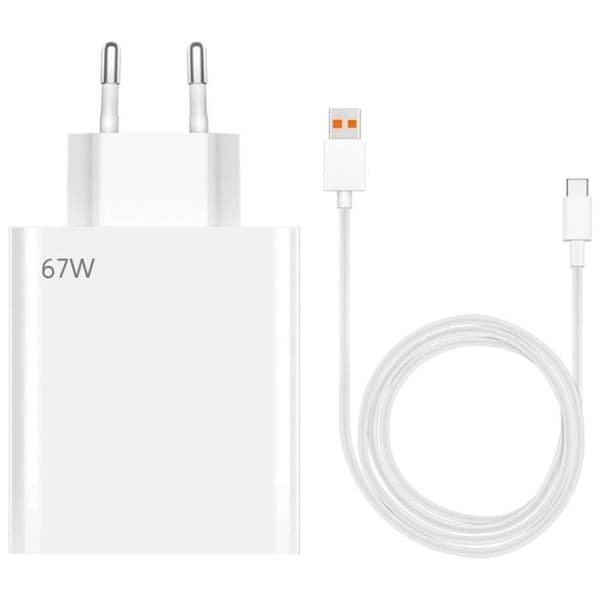 Snabbladdare - E.F.Connection - 67W - USB-C - Kabel 1m - för Redmi Note 14 Pro Plus Note 13 A5 A3 15C 14C 12C Vit