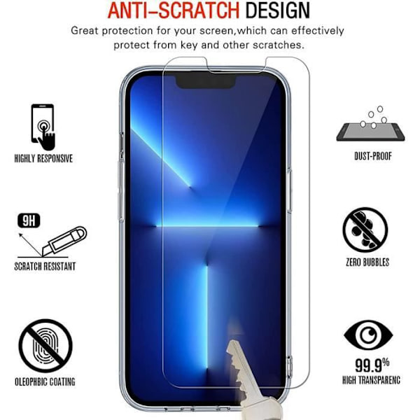 Coque iPhone 13 Pro Max - Transparent Silikon - Ultra Solid Skydd - 2 Härdade Glas Transparent