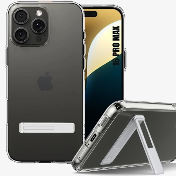 TPU-fodral för iPhone 16 Pro Max - Transparent stötsäkert skydd med silverstöd