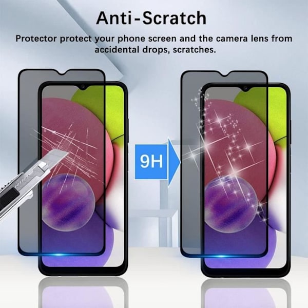 3 Anti-Spy Tempered Glasögon för Samsung Galaxy A02s - BOOLING - Stötsäkert skydd - Svart Svart
