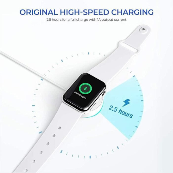 Nätladdare + USB-laddningskabel för Apple Watch - BOOLING - Vit - Kompatibel med alla modeller Vit