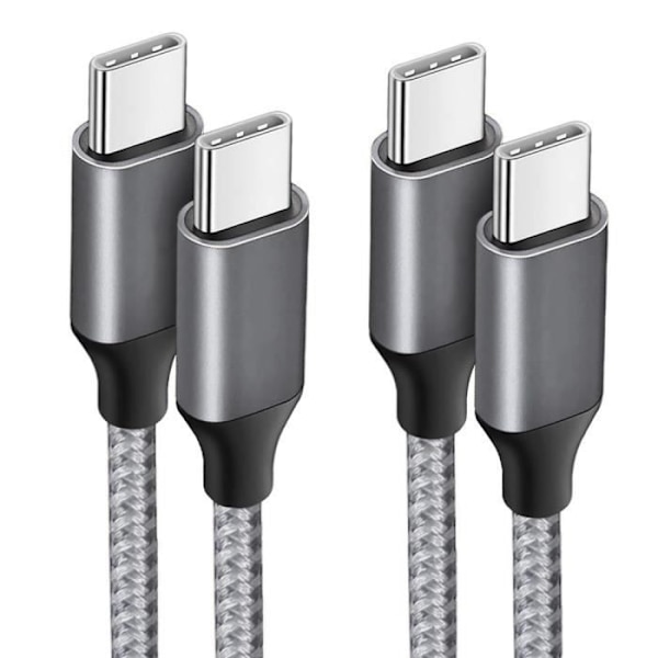 2x 3A snabbladdning USB-C till USB-C-kabel för OPPO Reno 8 Pro Find X3 X5 Lite A16 A53 A53S A54 A94 - Gråförstärkt nylon 1M Grå