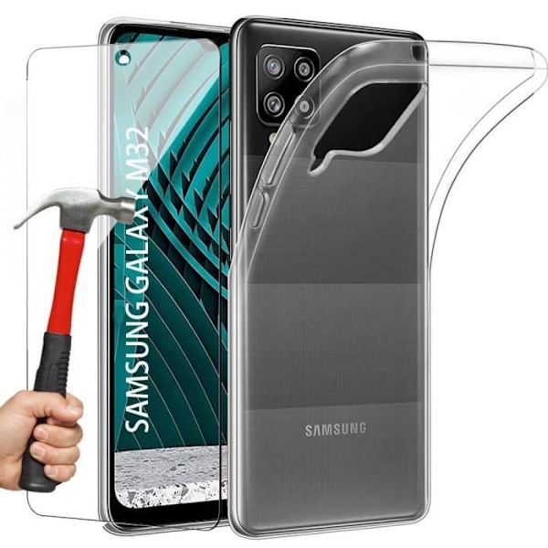 Skyddande Fodral för Samsung M32 - PROSHOP - Mjukt - Transparent - Stöt-resistant - 2 Härdat Glas Transparent