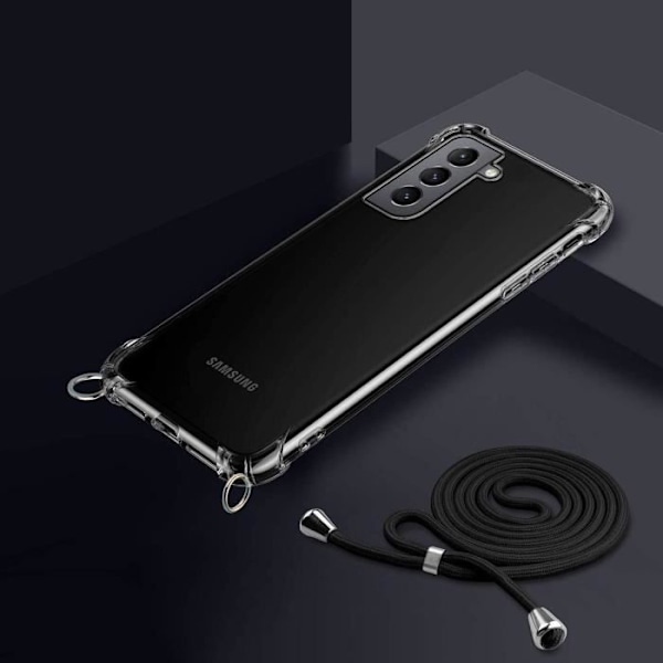 Coque Bandoulère För Samsung S21 Plus - PROSHOP - Flexibel - Transparent-Grön - Rep-skyddande Stöt-skyddande Transparent-Grön