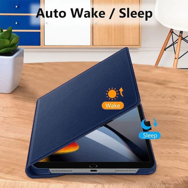 Coque + Härdat Glas - BOOLING - för iPad 10,2" - Rotera 360° - Mörkblå - Optimal skydd marinblå