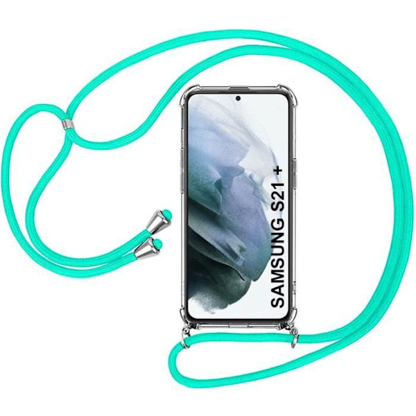 Coque Bandoulère För Samsung S21 Plus - PROSHOP - Flexibel - Transparent-Grön - Rep-skyddande Stöt-skyddande Transparent-Grön