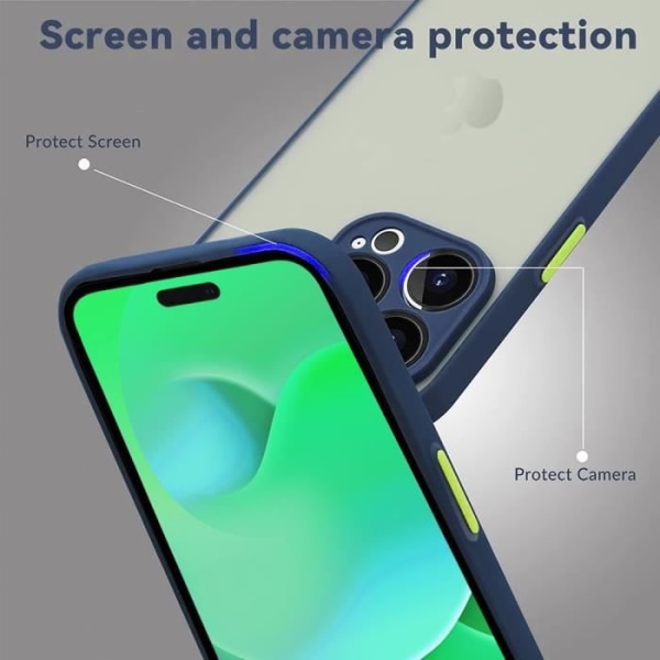 Cover til iPhone 14 Pro Max Holdbar beskyttelse Stødsikker mat - marineblå marinblå