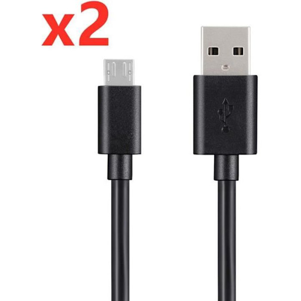 2 Micro USB-laddarkablar - 1M - Svart Svart
