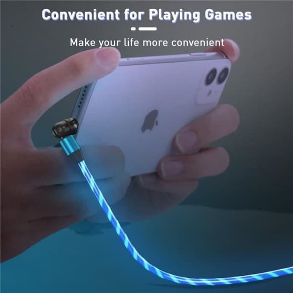 USB Typ C-kabel - Grön - Typ C-1m - Snabbladdning - Rotatable LED-belysning - Anslutning