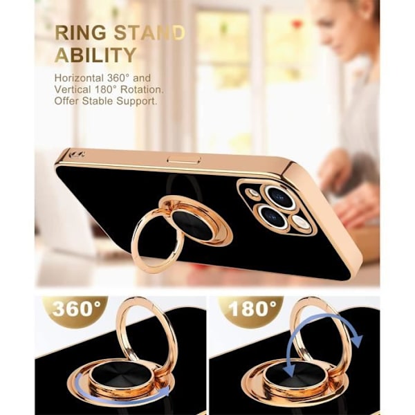Ringfodral för iPhone 15 Svart Mode Anti-Scratch Mjuk TPU