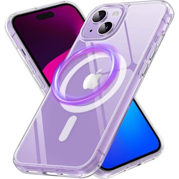 Cover til iPhone 15 Plus - Gennemsigtig beskyttelse med magnetisk cirkel Transparent