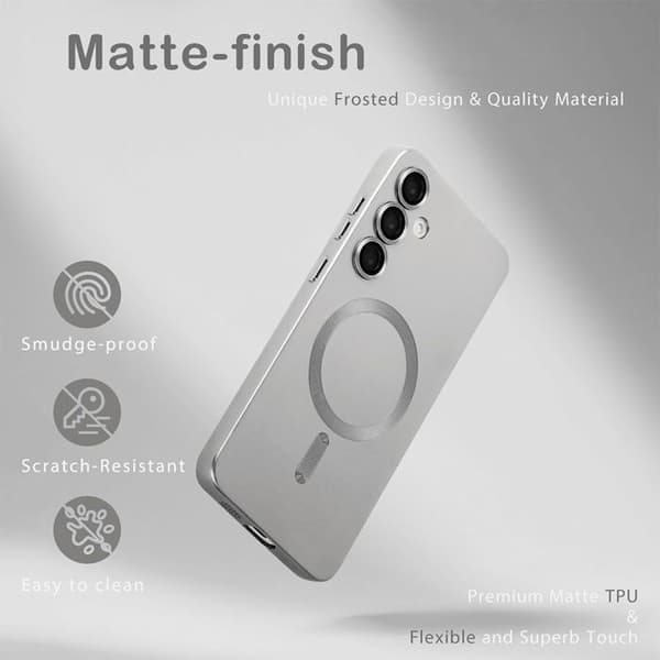 Magnetisk Skal - BOOLING - för Samsung Galaxy S26 - Repellerande Silikon - Silver - 2 Glas Silver