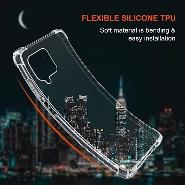 Packfodral för Samsung M32 (6,4") och 2 härdade glasögon. Packfodral skydd 4 hörn förstärkt högresistens silikon Transparent