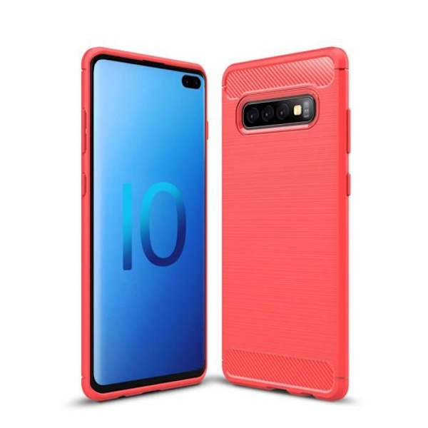 Rött TPU-fodral i kolfiber till Samsung Galaxy S10 Plus