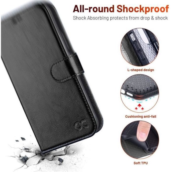 Coque Étui - PROSHOP - iPhone 13 Pro Max - Syntetiskt Läder - 3 Kortfack - Magnetisk Spänne Svart