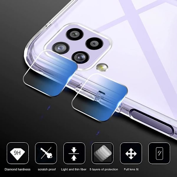 Coque en silicone - BOOLING - för Samsung Galaxy A22 - Transparent - 2 härdade glas - 2 kameraskydd Transparent