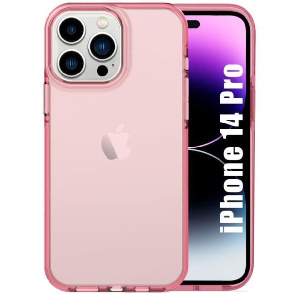 Skyddsfodral för iPhone 14 Pro - BOOLING - Mjuk - Rosa - Halvtransparent - Hållbar Rosa