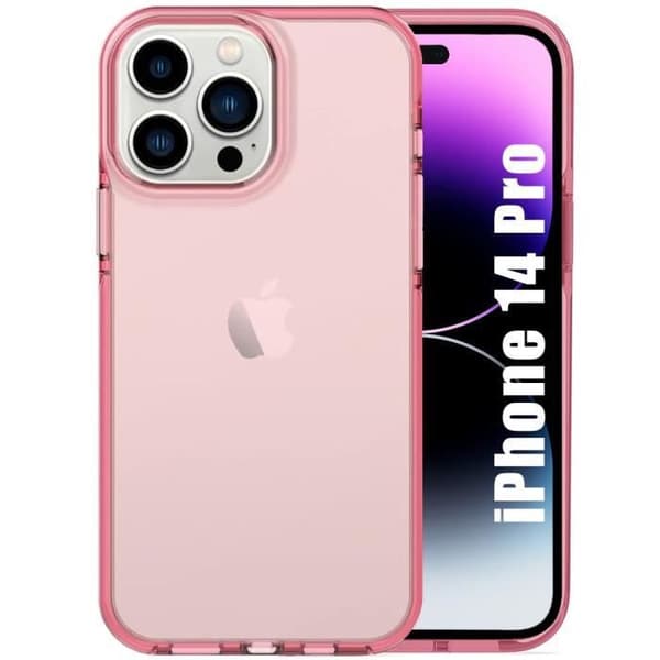 Skyddsskal - BOOLING - för iPhone 14 Pro - Flexibelt - Rosa - Halvtransparent Rosa
