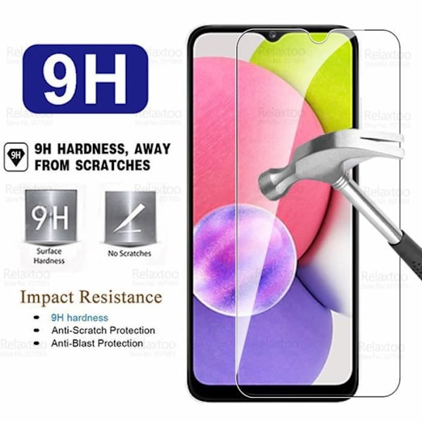 2 st En Härdat Glas För Samsung Galaxy A03s Skärmskydd Samsung UNE 03 s A03 S A23 A13 A53 A73 2 Stycken -AW