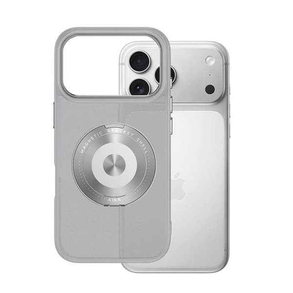 Fodral med 360° Ring - BOOLING - för iPhone 17 Pro - Hybrid med Rotatable Magnetisk Ring - Grå Grå